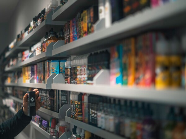 vapes on a shop shelf